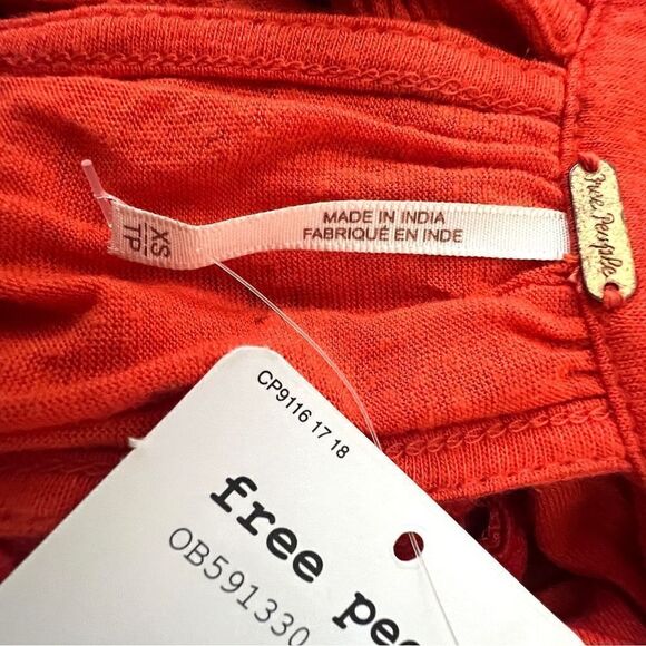 NWT Free People Megan Embroidered
Crochet Waist Peplum Top Tank XS Red/Orange - Picture 12 of 12